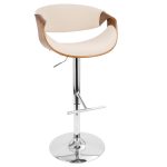 Curvo Walnut and Cream Mid-Century Modern Swivel Barstool 13 Curvo Walnut and Cream Mid-Century Modern Swivel Barstool