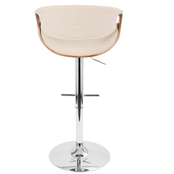 Curvo Walnut and Cream Mid Century Modern Swivel Barstool 5
