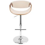 Curvo Walnut and Cream Mid-Century Modern Swivel Barstool 17 Curvo Walnut and Cream Mid-Century Modern Swivel Barstool