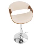 Curvo Walnut and Cream Mid-Century Modern Swivel Barstool 18 Curvo Walnut and Cream Mid-Century Modern Swivel Barstool