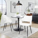 Curvo White Faux Leather Black Metal Contemporary Chairs (Set of 2) 10 Curvo White Faux Leather Black Metal Contemporary Chairs (Set of 2)