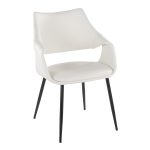 Curvo White Faux Leather Black Metal Contemporary Chairs (Set of 2) 12 Curvo White Faux Leather Black Metal Contemporary Chairs (Set of 2)
