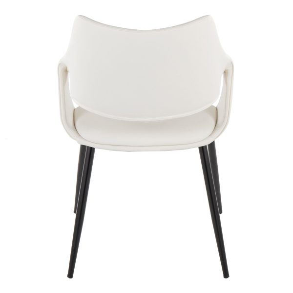Curvo White Faux Leather Black Metal Contemporary Chairs Set of 2 5