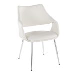 Curvo White Faux Leather Chrome Contemporary Chair (Set of 2) 12 Curvo White Faux Leather Chrome Contemporary Chair (Set of 2)