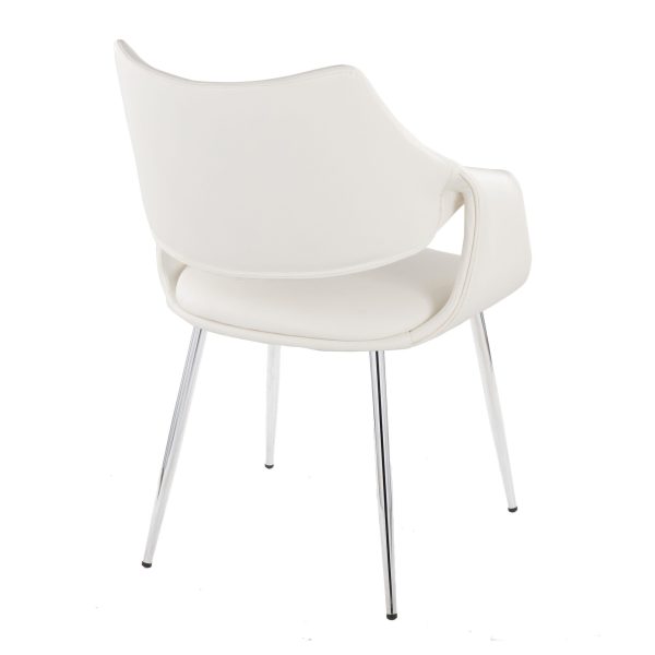 Curvo White Faux Leather Chrome Contemporary Chair Set of 2 4