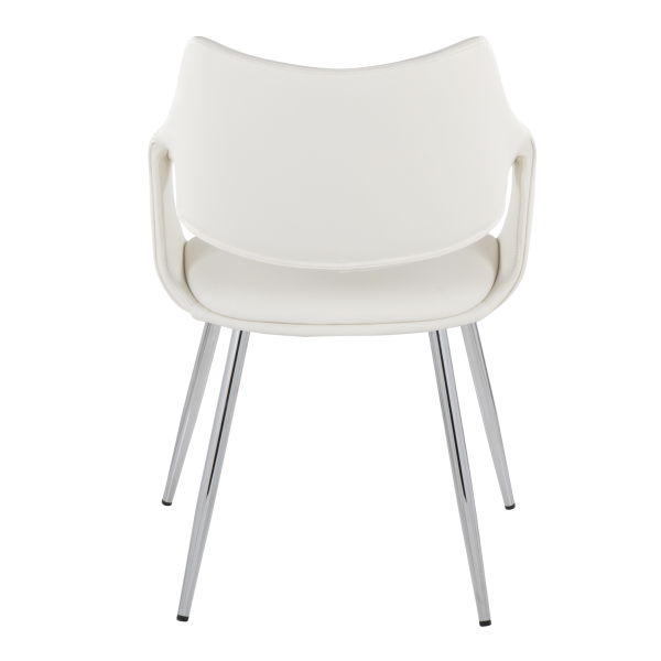 Curvo White Faux Leather Chrome Contemporary Chair Set of 2 5