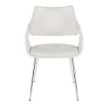 Curvo White Faux Leather Chrome Contemporary Chair (Set of 2) 16 Curvo White Faux Leather Chrome Contemporary Chair (Set of 2)