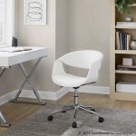 Curvo White Faux Leather Contemporary Task Chair Chrome Base 9 Curvo White Faux Leather Contemporary Task Chair Chrome Base