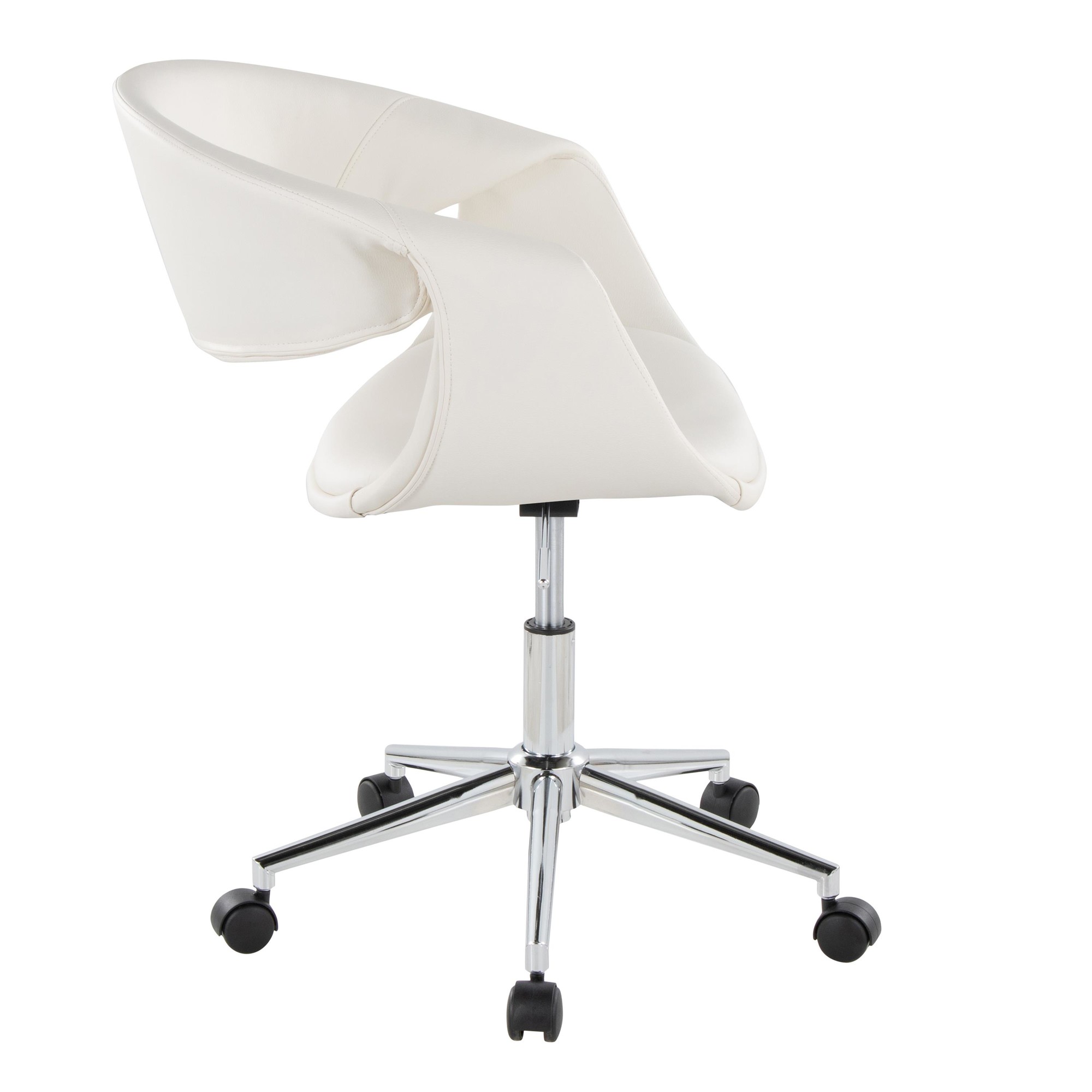 Curvo White Faux Leather Contemporary Task Chair Chrome Base 3 Curvo White Faux Leather Contemporary Task Chair Chrome Base - Image 3