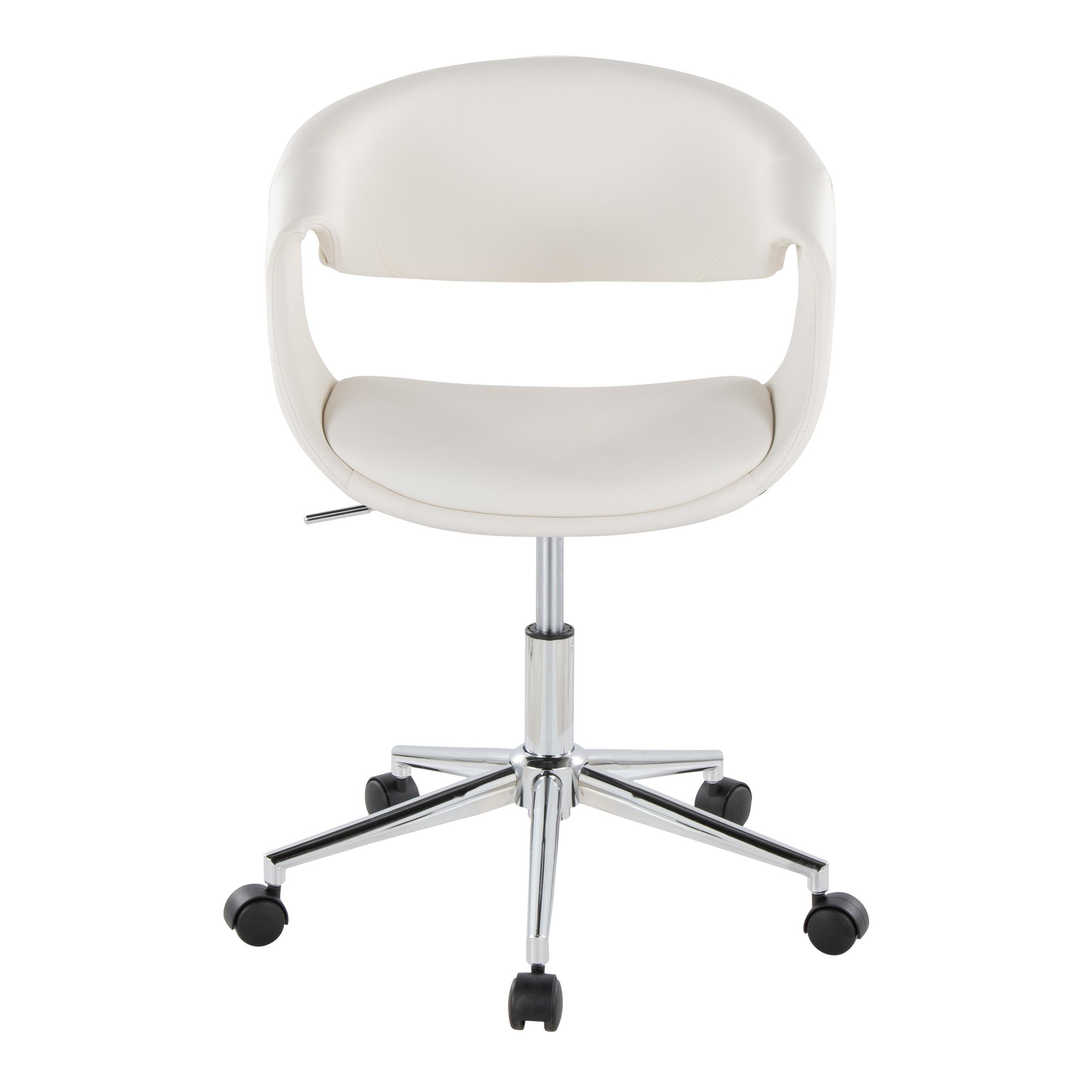 Curvo White Faux Leather Contemporary Task Chair Chrome Base 6 Curvo White Faux Leather Contemporary Task Chair Chrome Base - Image 6