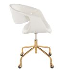 Curvo White Faux Leather and Gold Contemporary Task Chair 11 Curvo White Faux Leather and Gold Contemporary Task Chair