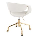 Curvo White Faux Leather and Gold Contemporary Task Chair 12 Curvo White Faux Leather and Gold Contemporary Task Chair