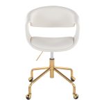 Curvo White Faux Leather and Gold Contemporary Task Chair 14 Curvo White Faux Leather and Gold Contemporary Task Chair