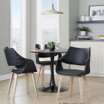 Curvo Whitewashed Wood Black Faux Leather Contemporary Chairs (Set of 2) 10 Curvo Whitewashed Wood Black Faux Leather Contemporary Chairs (Set of 2)