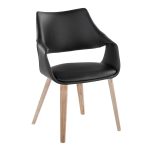 Curvo Whitewashed Wood Black Faux Leather Contemporary Chairs (Set of 2) 12 Curvo Whitewashed Wood Black Faux Leather Contemporary Chairs (Set of 2)