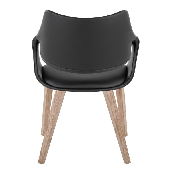 Curvo Whitewashed Wood Black Faux Leather Contemporary Chairs Set of 2 5