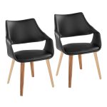 Curvo Zebra Wood Black Faux Leather Contemporary High Back Chairs (Set of 2) 11 Curvo Zebra Wood Black Faux Leather Contemporary High Back Chairs (Set of 2)