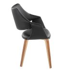 Curvo Zebra Wood Black Faux Leather Contemporary High Back Chairs (Set of 2) 13 Curvo Zebra Wood Black Faux Leather Contemporary High Back Chairs (Set of 2)