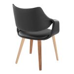 Curvo Zebra Wood Black Faux Leather Contemporary High Back Chairs (Set of 2) 14 Curvo Zebra Wood Black Faux Leather Contemporary High Back Chairs (Set of 2)