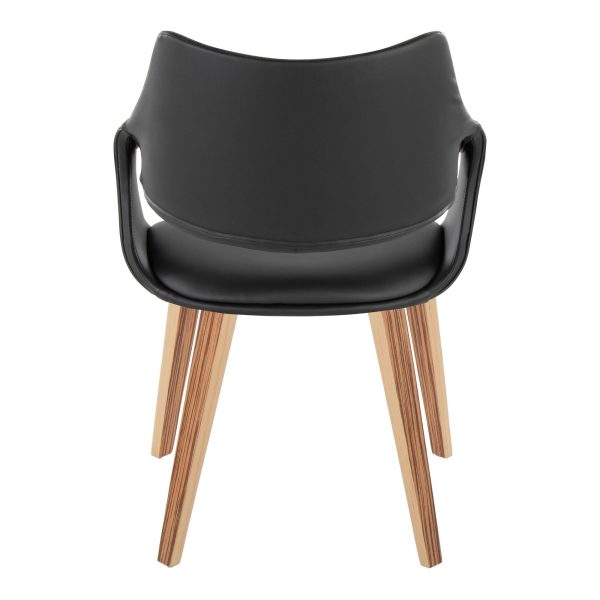 Curvo Zebra Wood Black Faux Leather Contemporary High Back Chairs Set of 2 5