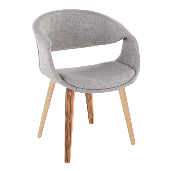 Curvo Zebra Wood Grey Fabric Contemporary Chair Set of 2 2