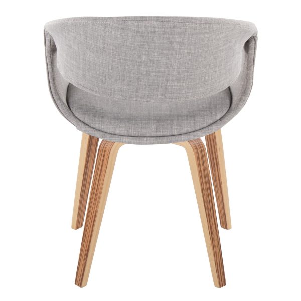 Curvo Zebra Wood Grey Fabric Contemporary Chair Set of 2 5