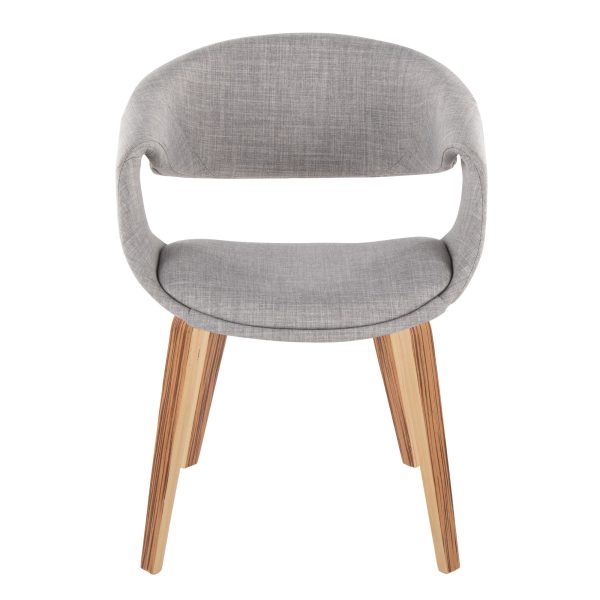 Curvo Zebra Wood Grey Fabric Contemporary Chair Set of 2 6