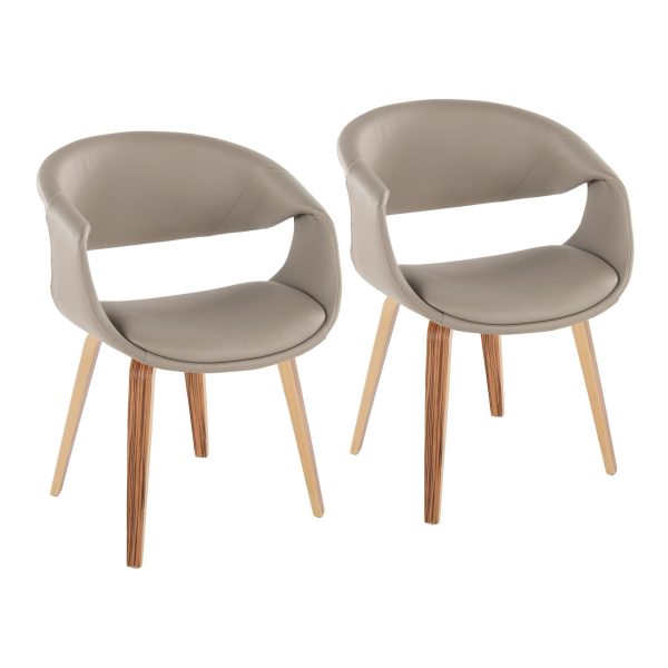 Curvo Zebra Wood Light Grey Contemporary Chairs Set of 2 1