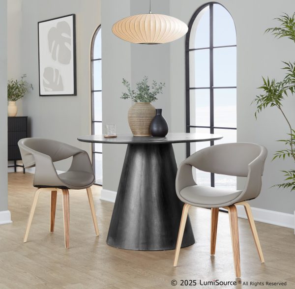 Curvo Zebra Wood Light Grey Contemporary Chairs Set of 2