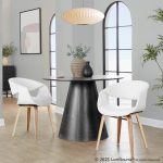 Curvo Zebra Wood White Faux Leather Contemporary Chairs (Set of 2) 10 Curvo Zebra Wood White Faux Leather Contemporary Chairs (Set of 2)