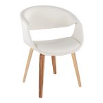 Curvo Zebra Wood White Faux Leather Contemporary Chairs (Set of 2) 12 Curvo Zebra Wood White Faux Leather Contemporary Chairs (Set of 2)