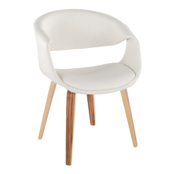 Curvo Zebra Wood White Faux Leather Contemporary Chairs Set of 2 2