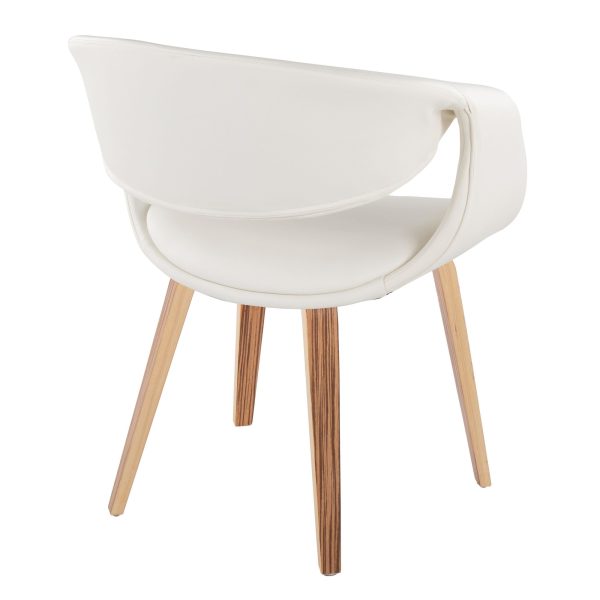 Curvo Zebra Wood White Faux Leather Contemporary Chairs Set of 2 4