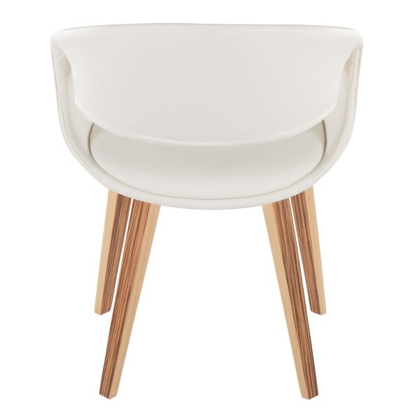 Curvo Zebra Wood White Faux Leather Contemporary Chairs Set of 2 5