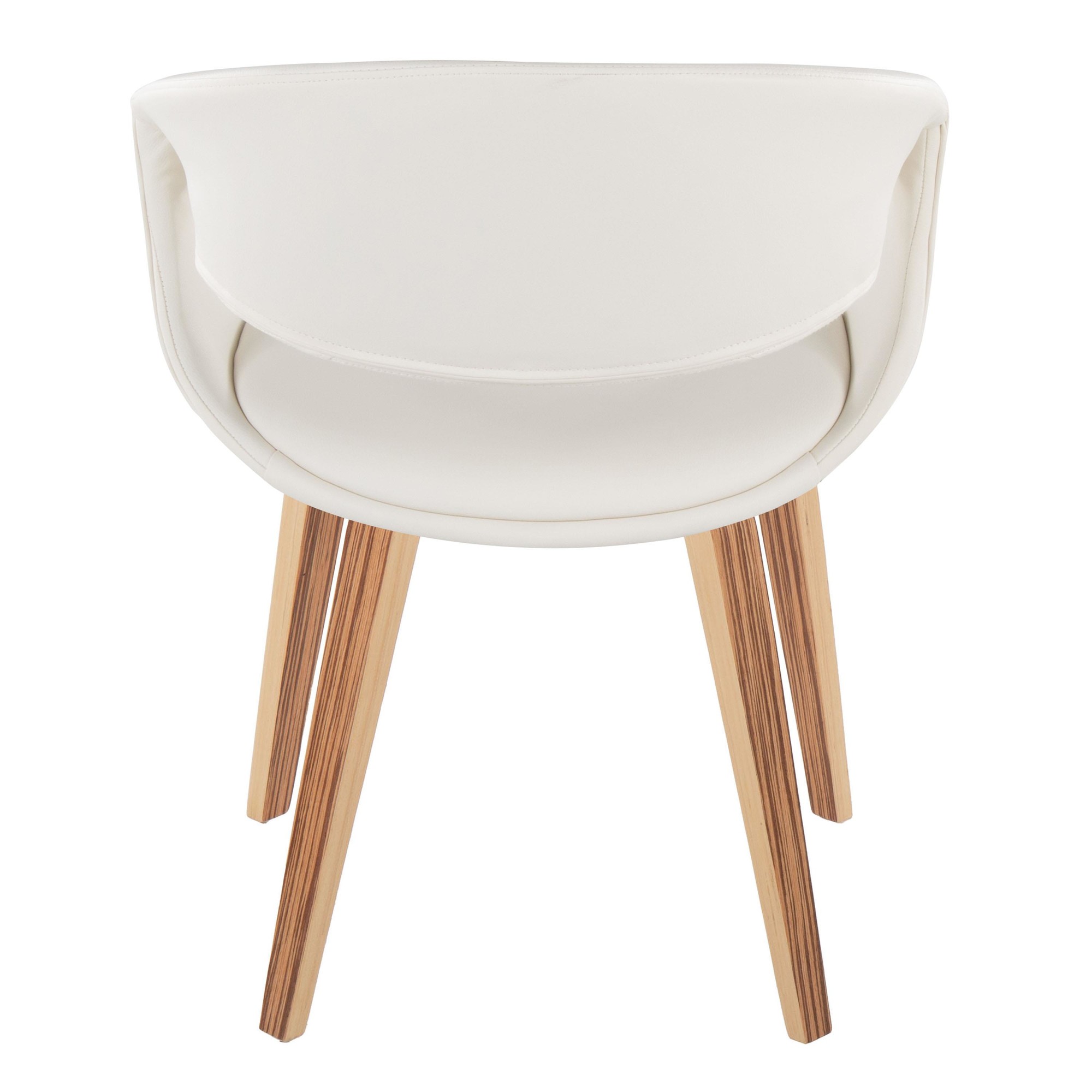 Curvo Zebra Wood White Faux Leather Contemporary Chairs (Set of 2) 6 Curvo Zebra Wood White Faux Leather Contemporary Chairs (Set of 2) - Image 6