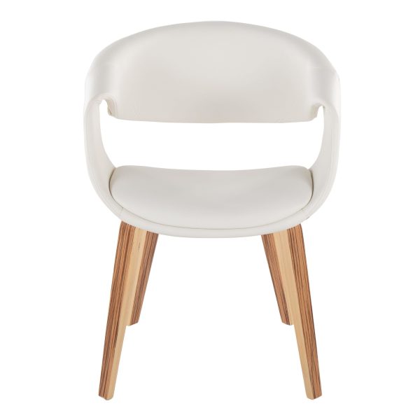 Curvo Zebra Wood White Faux Leather Contemporary Chairs Set of 2 6