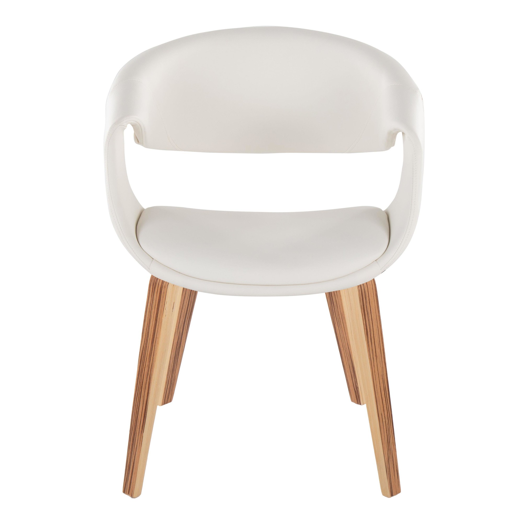 Curvo Zebra Wood White Faux Leather Contemporary Chairs (Set of 2) 7 Curvo Zebra Wood White Faux Leather Contemporary Chairs (Set of 2) - Image 7