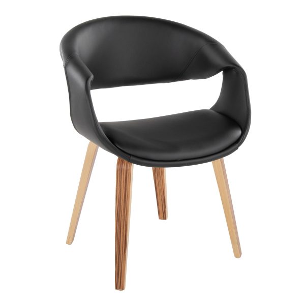 Curvo ZebraBlack Faux Leather Contemporary Chair Set of 2 2