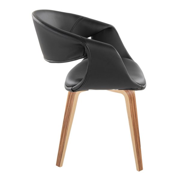 Curvo ZebraBlack Faux Leather Contemporary Chair Set of 2 3