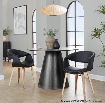 Curvo Zebra/Black Faux Leather Contemporary Chair (Set of 2)