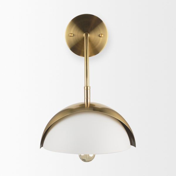 Cybill Brushed Brass w White Metal Shade 1 Light Wall Sconce 2