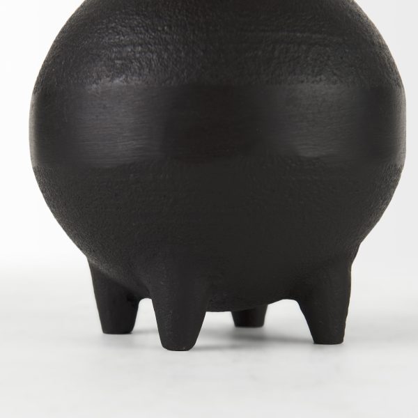 Cyrus Black Spherical Vase W Flute Decorative Object 11
