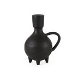 Cyrus Black Spherical Vase W/ Flute Decorative Object