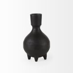 Cyrus Black Spherical Vase W/ Flute Decorative Object