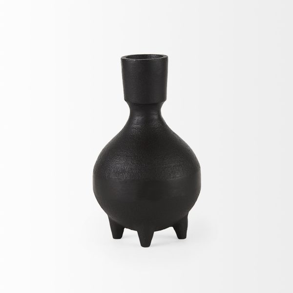Cyrus Black Spherical Vase W Flute Decorative Object 4