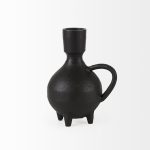 Cyrus Black Spherical Vase W/ Flute Decorative Object