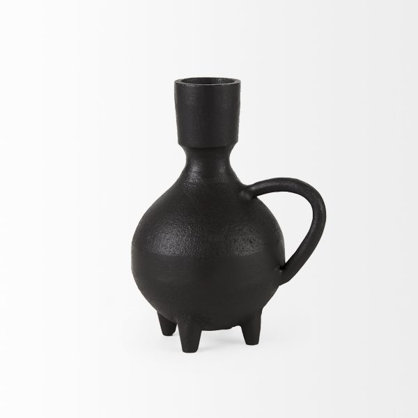 Cyrus Black Spherical Vase W Flute Decorative Object 5