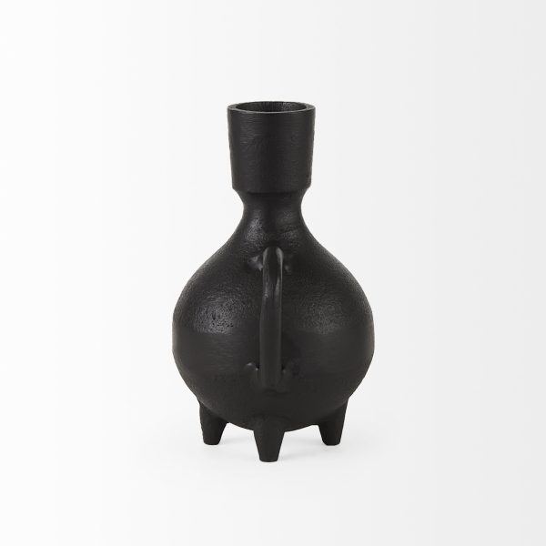 Cyrus Black Spherical Vase W Flute Decorative Object 6