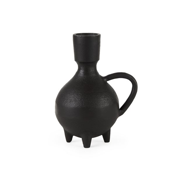 Cyrus Black Spherical Vase W Flute Decorative Object