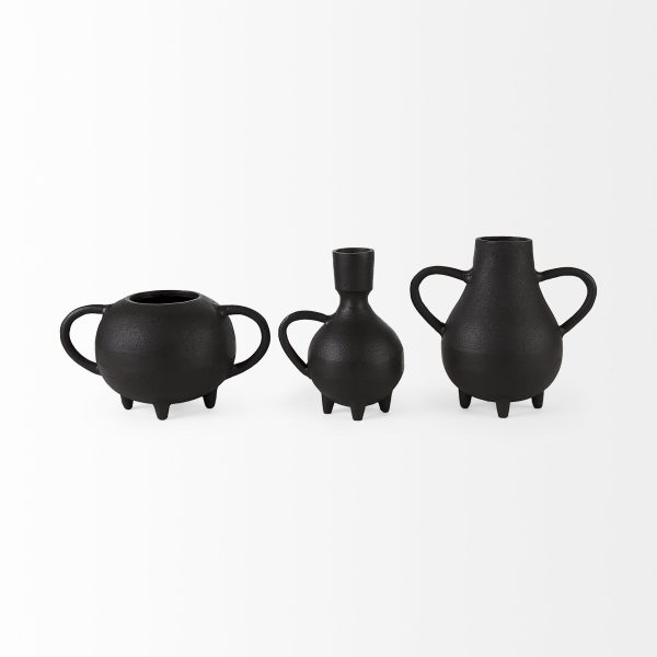 Cyrus Black Two handled Vase Decorative Object 8